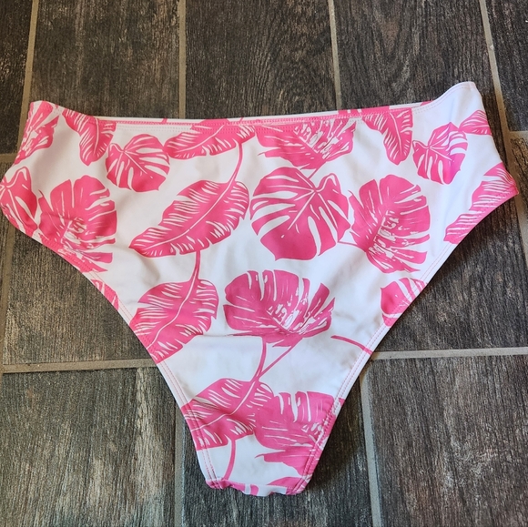 Pink palm High-waisted bikini bottoms - Picture 3 of 7